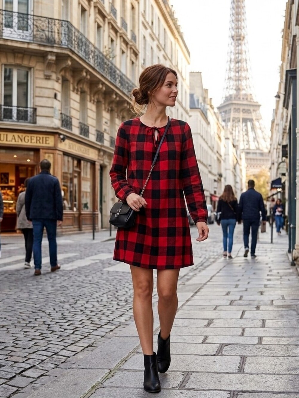 Madewell Red and Black Buffalo Plaid Mini Dress
